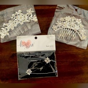 Wedding Comb Faux Pearl Crystal Bride Hair Accessories Side Comb,  Hair Clips